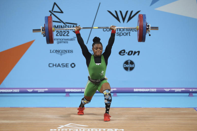 Nigeria's Rafiatu Folashade Lawal during the Women's 59kg Final at The NEC on day three of the 2022 Commonwealth Games in Birmingham, Sunday July 31, 2022.